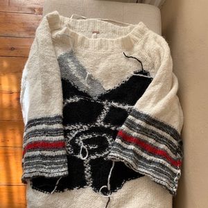 COPY - Free People Last Rose Cream Red Black Swea…